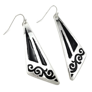 Triangle Ornamental Southwestern Metal Plate Earrings