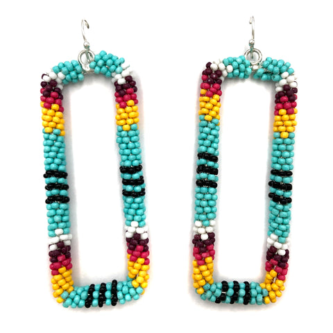 Southwestern Seed Bead Rectangular Earrings