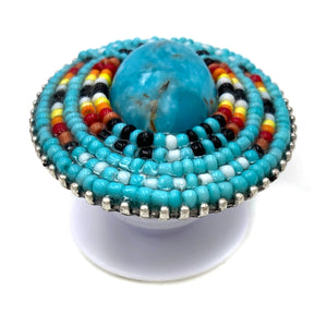 Western Turquoise Concho Seed Bead Phone Grip Kickstand