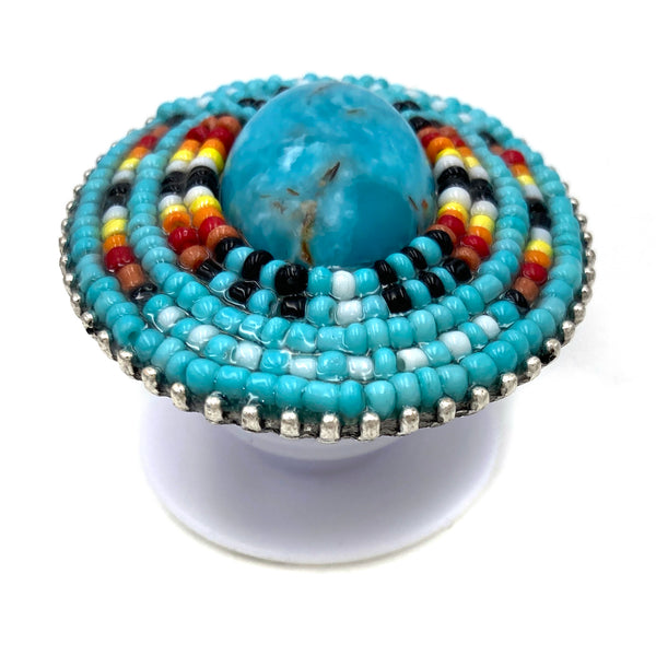 Western Turquoise Concho Seed Bead Phone Grip Kickstand