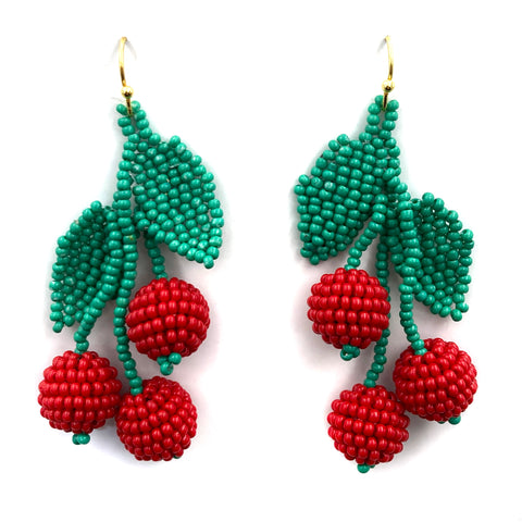 Cherry Seed Bead Earrings