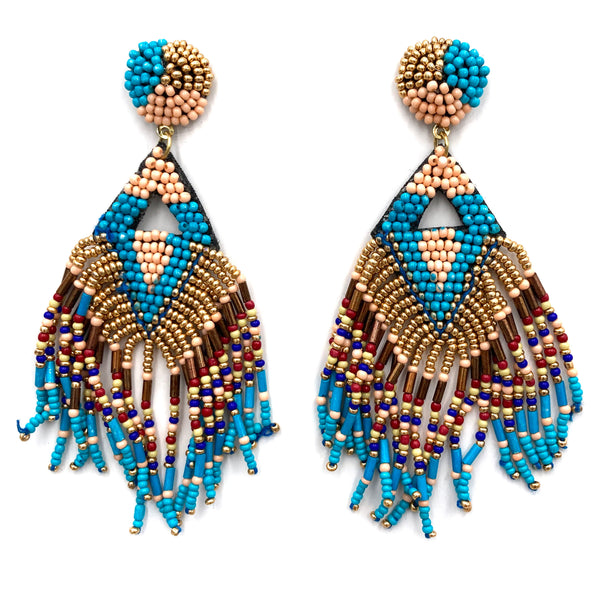 Fringe Seed Bead Dangle Earrings