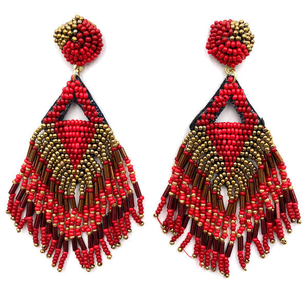 Fringe Seed Bead Dangle Earrings