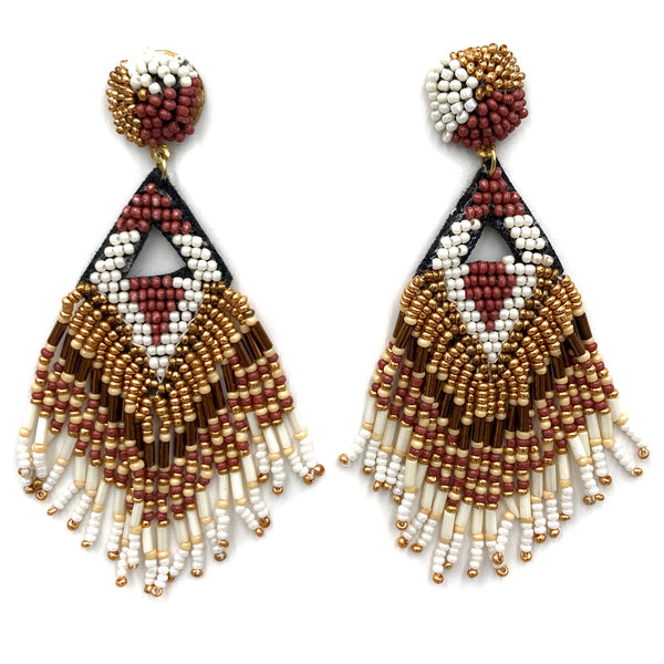 Fringe Seed Bead Dangle Earrings