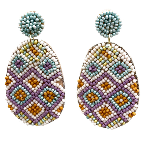 Easter Egg Decorated Seed Bead Earrings