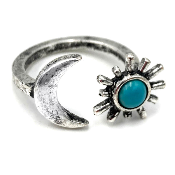 Cross Cactus and Turquoise Western 6 Piece Stretch Ring Set