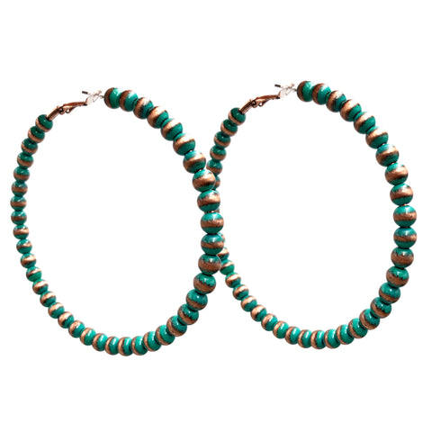 Huge Southwestern Seed Beaded Hoop Earrings