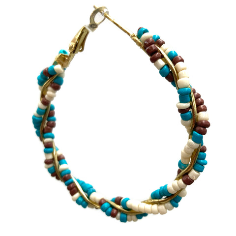 Southwestern Twisted Seed Beaded Hoop Earrings