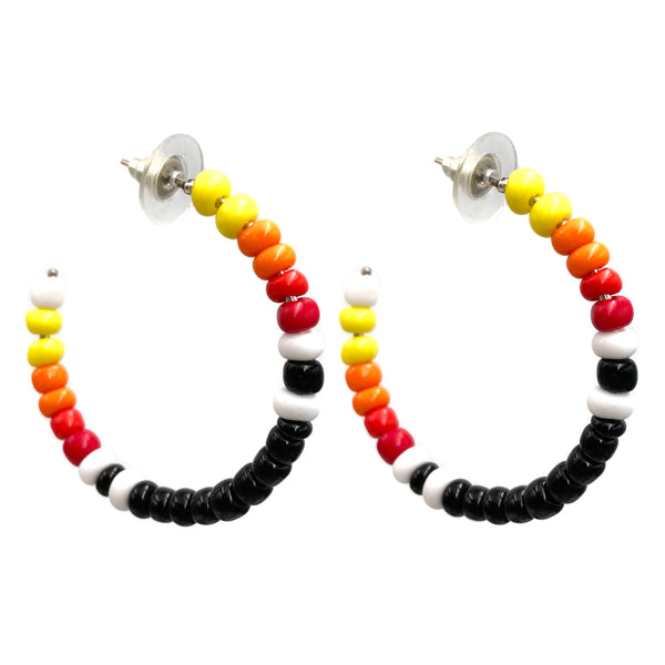 Southwestern Rainbow Seed Beaded C Hoop Earrings