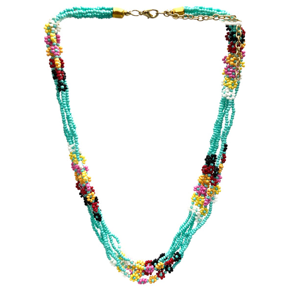 Multicolor Multi-Strand Seed Bead Necklace