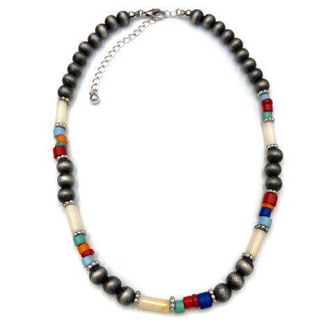 Navajo Color Beaded Collar Necklace