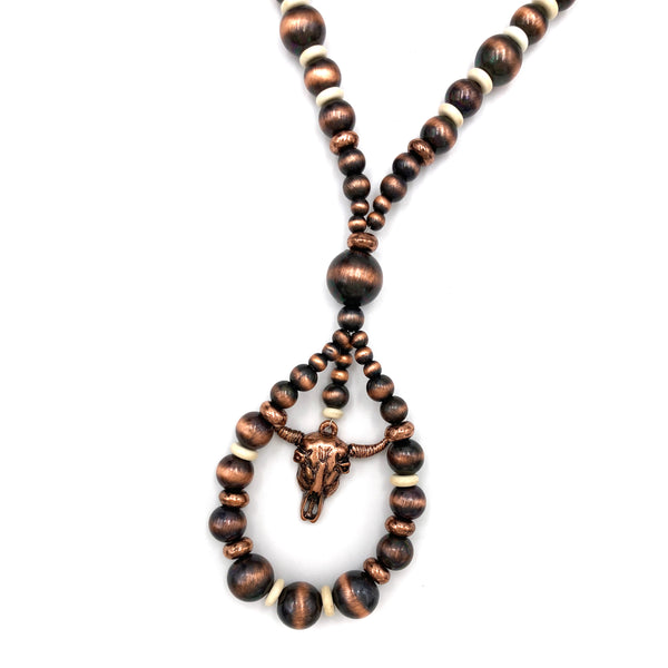 Longhorn Charm Navajo Beads Necklace