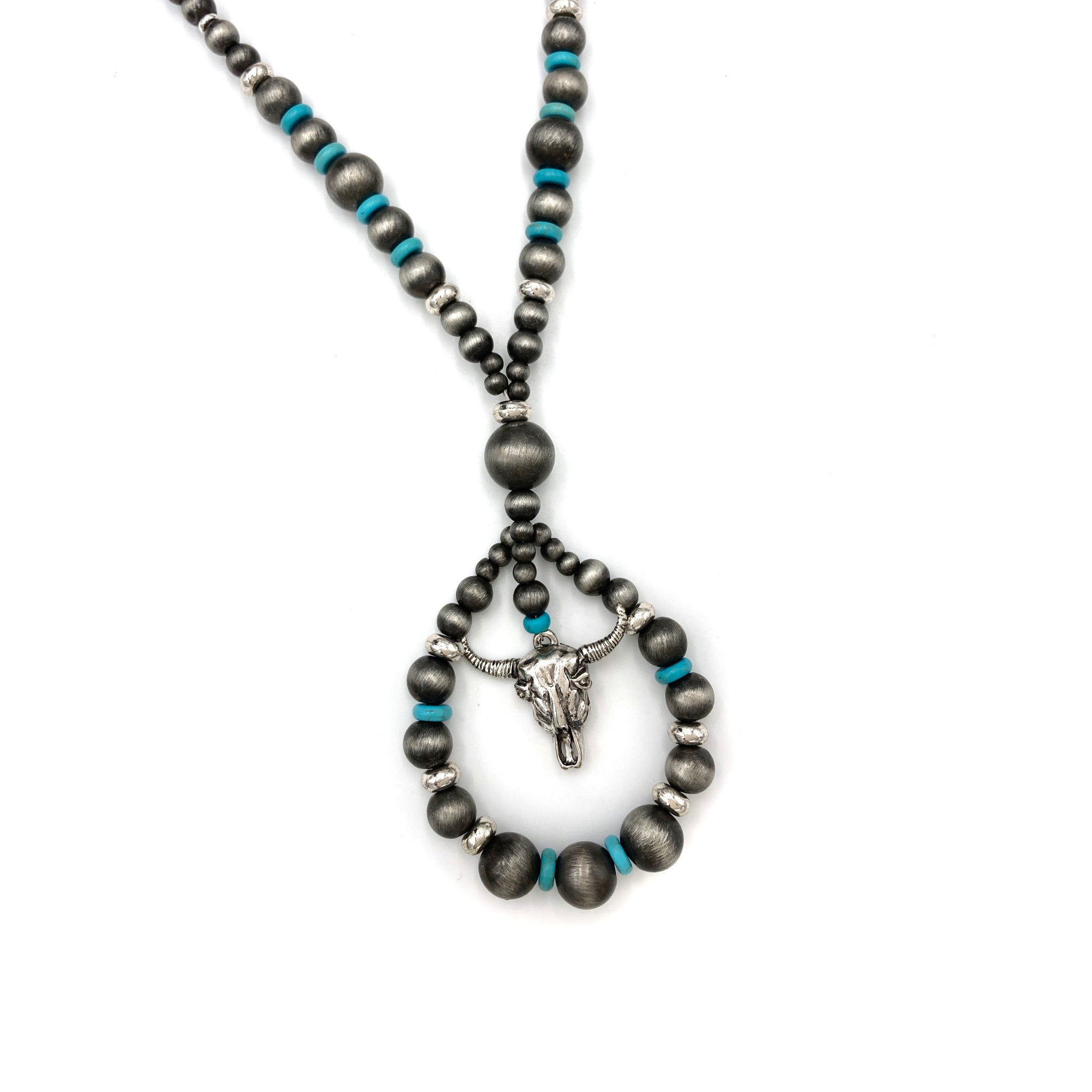 Longhorn Charm Navajo Beads Necklace