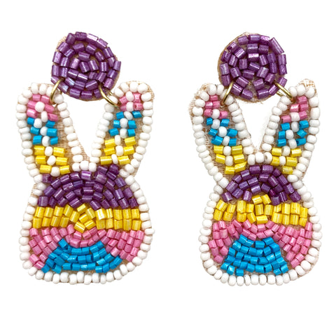 Bunny Colorful Seed Bead Earrings