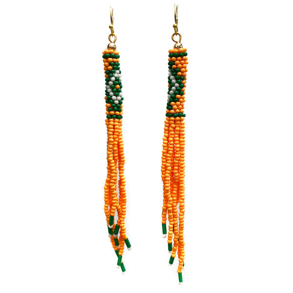 Tribal Windsock Fringe Seed Beaded Earrings