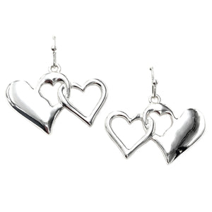 Silver Twin Hearts Earrings