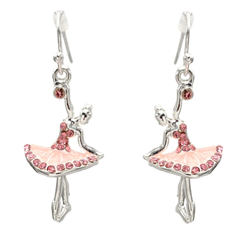 Pink Ballerina Shaped Epoxy Earrings