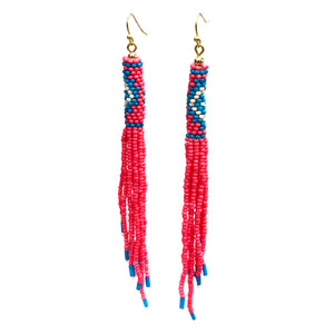 Tribal Windsock Fringe Seed Beaded Earrings