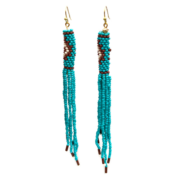 Tribal Windsock Fringe Seed Beaded Earrings