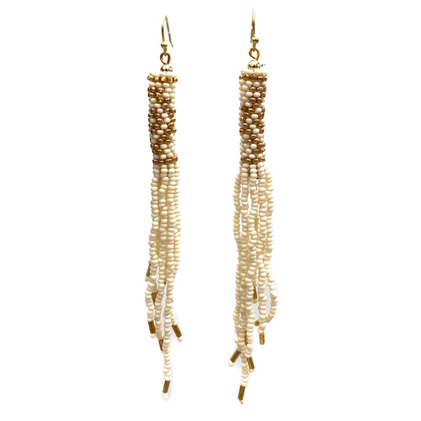 Tribal Windsock Fringe Seed Beaded Earrings