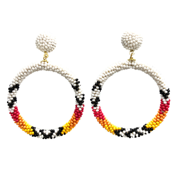 Southwestern Boho Stud Hoop Seed Bead Earrings