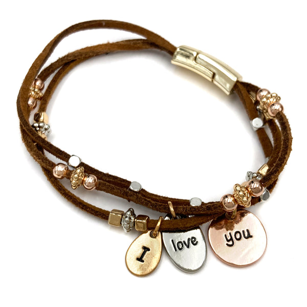 I Love You Charms Cute Suede Bracelet