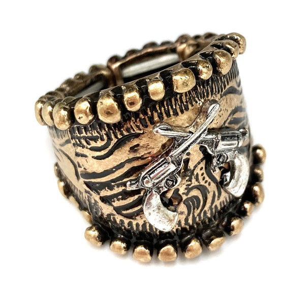 Western Pistol Gun Stretch Ring