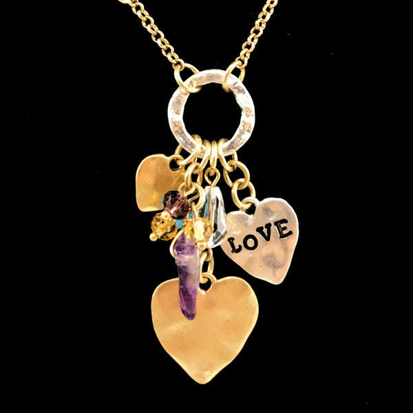 Love and Heart Charms Princess Necklace Earring Set