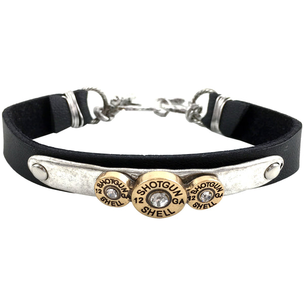 Shotgun Bullet Shell Leather Wrap Bracelet