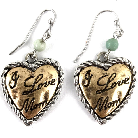 I love Mom Heart Shape Earrings