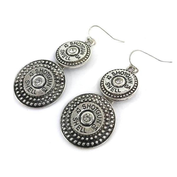 Large Shotgun Shell Bullet Western Style Dangle Earrings