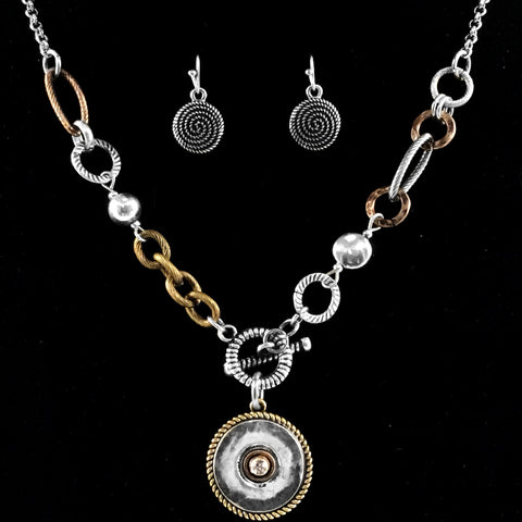 Bullet Shell Piece Roped Western Necklace Earring Set