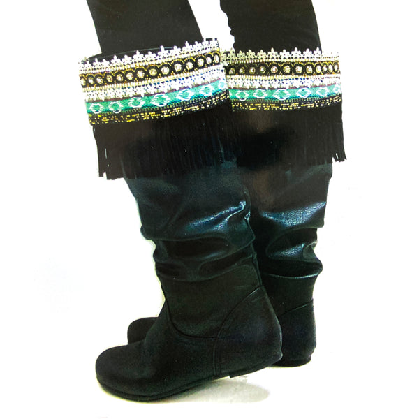 Fringed Beaded Crystal Boot Topper