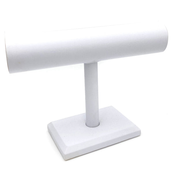 White Leather T Bar Bracelet Stand Display Holder