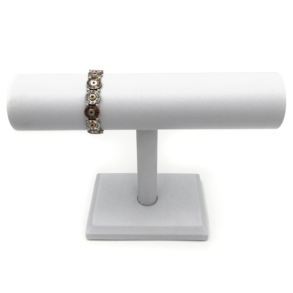 White Leather T Bar Bracelet Stand Display Holder