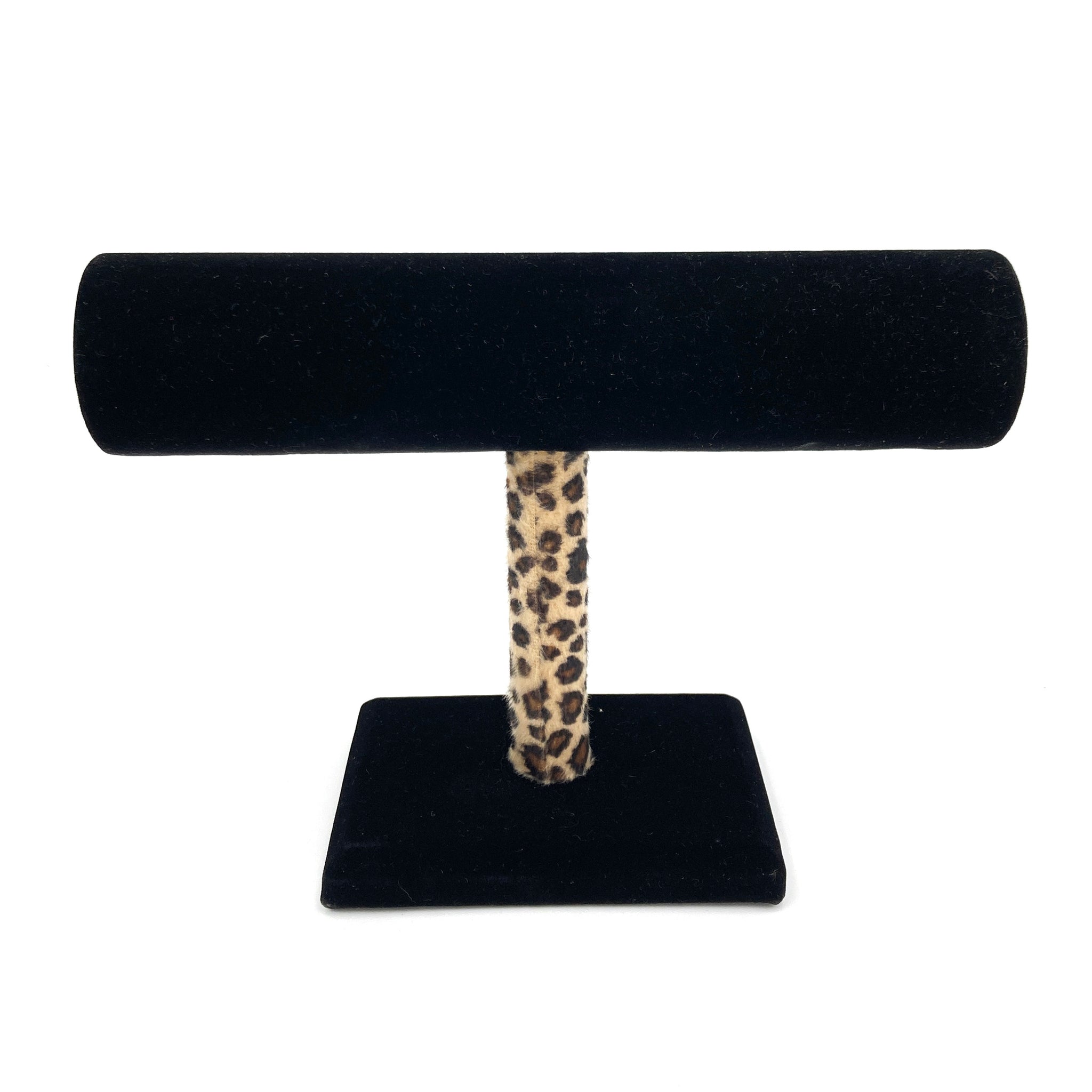 Velvet Black Leopard T Bar Bracelet Stand Display Holder