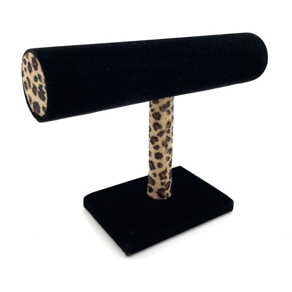 Velvet Black Leopard T Bar Bracelet Stand Display Holder