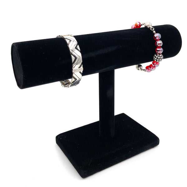 Velvet Solid Black T Bar Bracelet Stand Display Holder