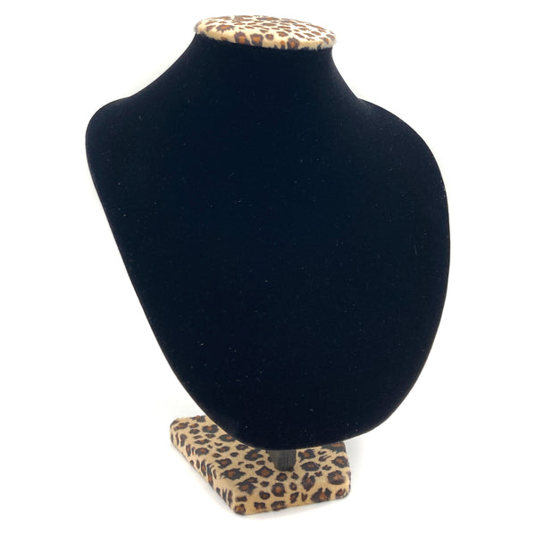 Velvet Black Leopard Print 12" Necklace Stand Display Holder