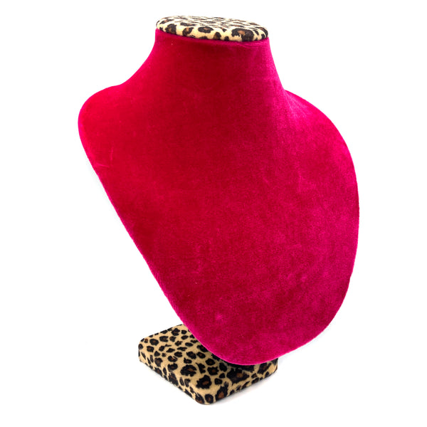 Velvet Hot Pink Leopard Print 12" Necklace Stand Display Holder