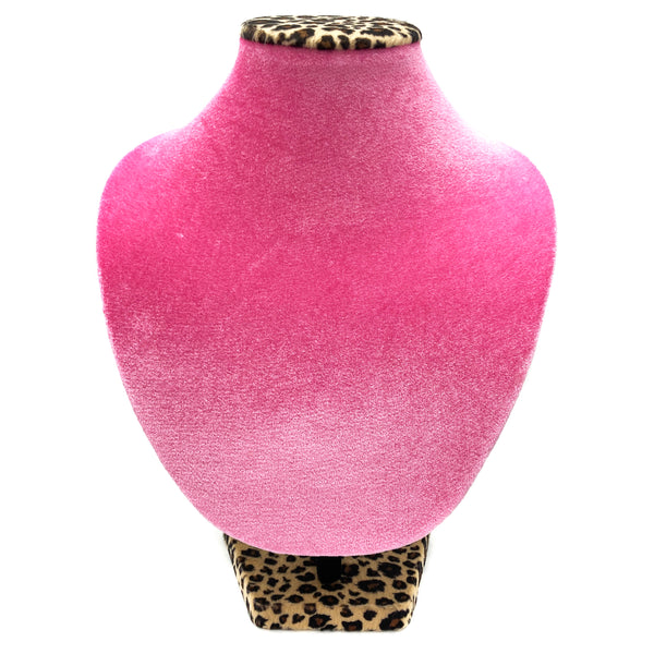 Velvet Pink Leopard Print 12" Necklace Stand Display Holder