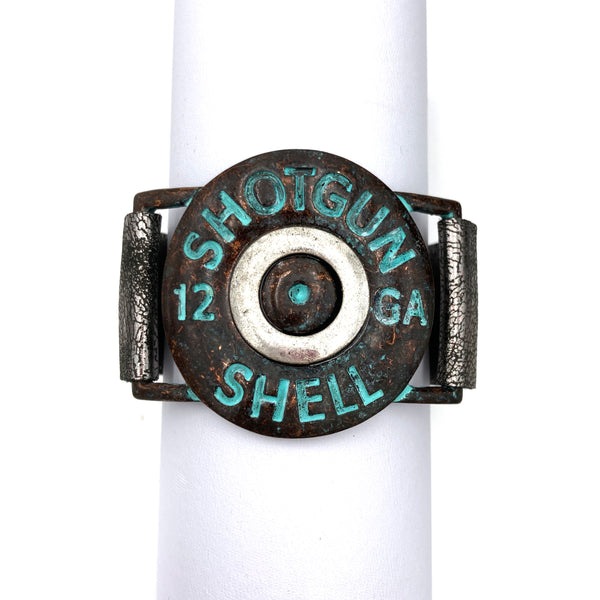 Large Shotgun Bullet Shell Silver Wrap Bracelet