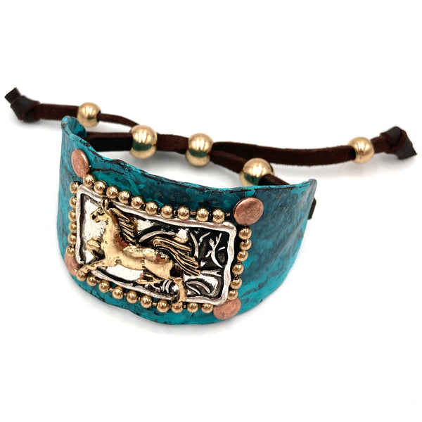 Horse Cantering Western Bracelet Cuff