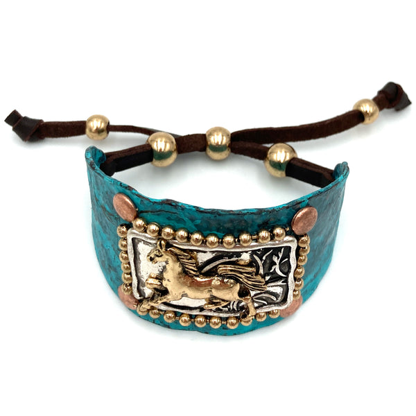 Horse Cantering Western Bracelet Cuff