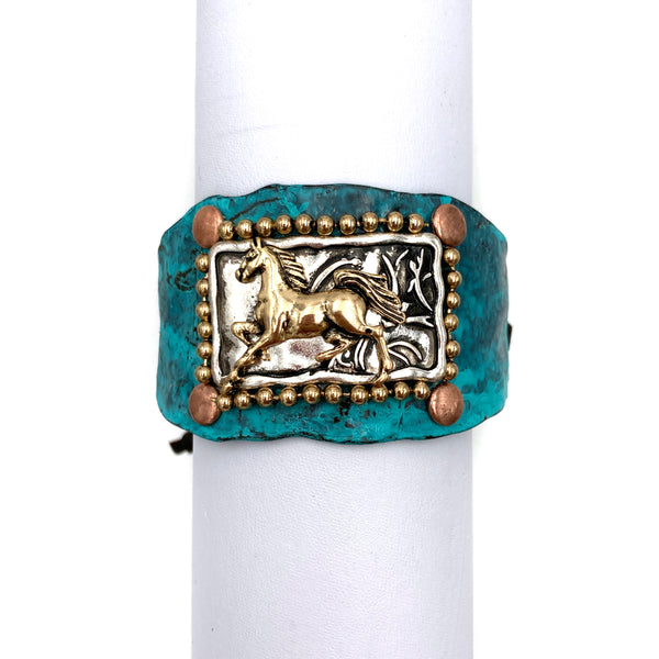 Horse Cantering Western Bracelet Cuff