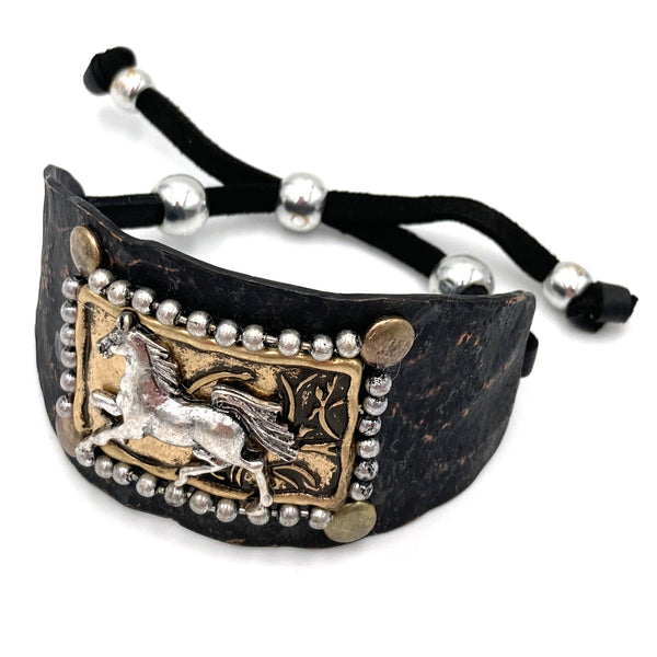 Horse Cantering Western Bracelet Cuff