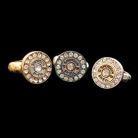 12 GA Shotgun Bullet Shell Rhinestone Stretch Ring