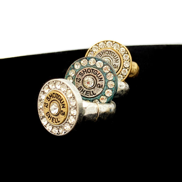 12 GA Shotgun Bullet Shell Rhinestone Stretch Ring