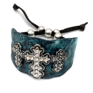 Three Cross Western Style Cuff Bracelet