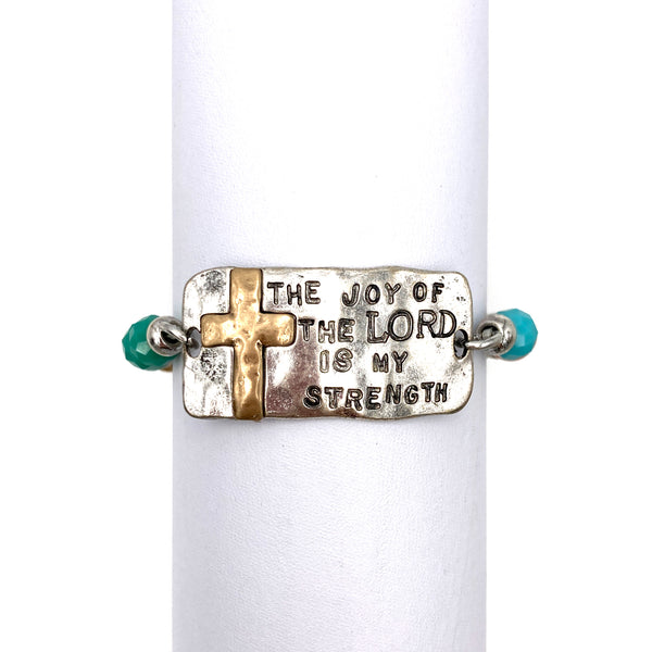 Joy of the Lord is my Strength Cross Prayer Beads Bracelet